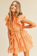 Orange Ruffle Tiered Mini Dress