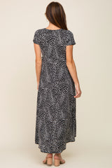 Black Animal Print Wrap Dress