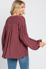 Burgundy Pleated Detail Blouse