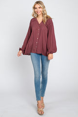 Burgundy Pleated Detail Blouse