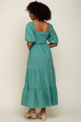 Jade Square Neck Smocked Tiered Maxi Dress