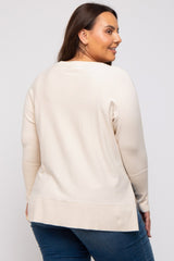 Cream Knit Long Dolman Sleeve Plus Top