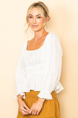 Off White Strappy Back Square Neck Blouse Top