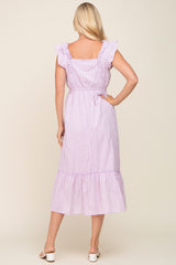 Lavender Lace Pleated Midi Dress