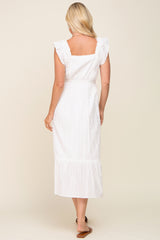 Ivory Lace Pleated Midi Dress