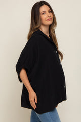 Black Gauze Double Layered Maternity Button Up Top