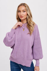 Lavender Knit Mock Neck Sweater