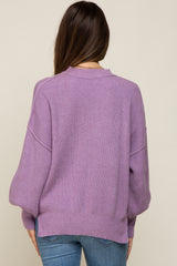 Lavender Knit Mock Neck Maternity Sweater