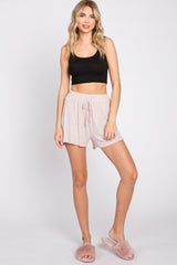 Mauve Ribbed Soft Knit Maternity Shorts