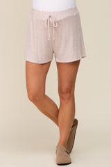 Mauve Ribbed Soft Knit Maternity Shorts