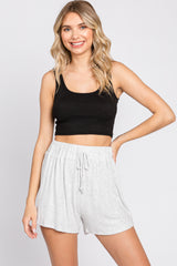 Heather Grey Ribbed Soft Knit Shorts