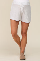 Heather Grey Ribbed Soft Knit Maternity Shorts