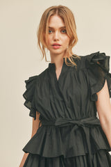 Black Ruffle Tiered Mini Dress