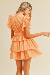 Peach Ruffle Tiered Mini Dress