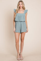 Dusty Sage Gauze Square Neck Romper