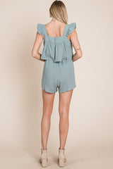 Dusty Sage Gauze Square Neck Romper