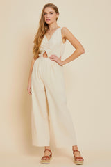 Cream Wide-Leg Jumpsuit