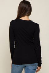 Black Fitted Long Sleeve Maternity Top