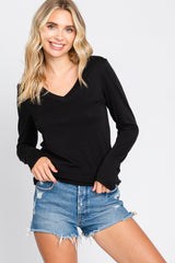 Black Fitted Long Sleeve Maternity Top