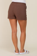 Brown Pocketed Maternity Shorts