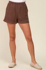 Brown Pocketed Shorts