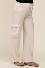 Beige Pocketed Maternity Sweatpants