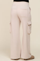 Beige Pocketed Maternity Sweatpants