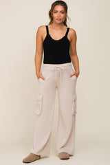 Beige Pocketed Maternity Sweatpants