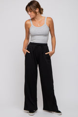 Black Drawstring Wide Leg Lounge Pants