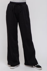 Black Drawstring Wide Leg Lounge Pants