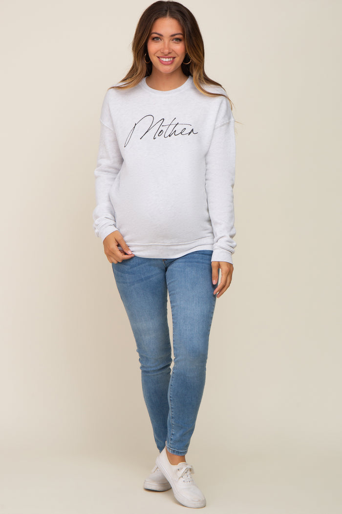 Heather Grey Ultra Soft Mother Maternity Sweatshirt