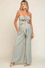 Light Sage Front Tie Crop Top and Pant Maternity Set