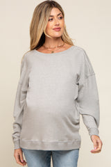 Heather Grey Terry Exposed Seam Maternity Sweatshirt