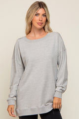 Heather Grey Terry Exposed Seam Maternity Sweatshirt