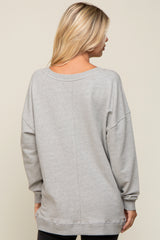 Heather Grey Terry Exposed Seam Sweatshirt