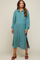 Jade Button Down Collared Maternity Maxi Dress