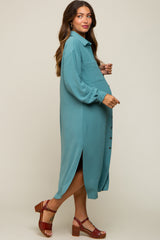 Jade Button Down Collared Maternity Maxi Dress