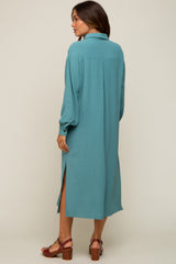 Jade Button Down Collared Maternity Maxi Dress