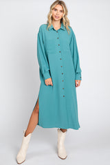 Jade Button Down Collared Maternity Maxi Dress