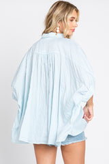 Light Blue Striped Dolman Button Down Top