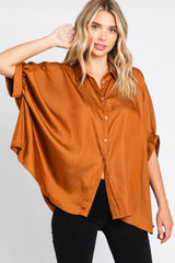 Camel Oversized Button Down Blouse