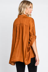 Camel Oversized Button Down Blouse