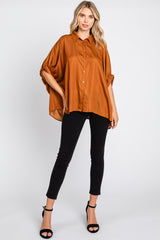 Camel Oversized Button Down Maternity Blouse