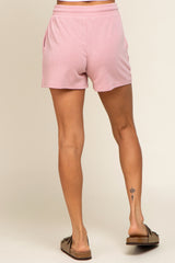 Pink Drawstring Terry Cloth Shorts