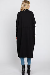 Black Open Front Long Cardigan