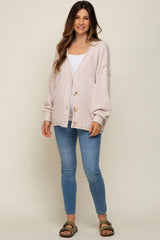 Cream Soft Chunky Chenille Button Front Maternity Cardigan