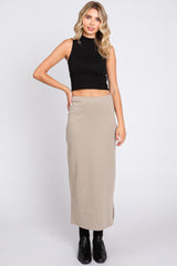 Taupe Basic Maternity Maxi Skirt