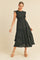 Black Smocked Ruffled Midi Dress