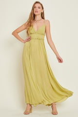 Lime Gauze Maxi Flare Dress