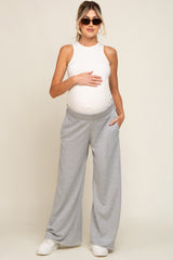 Heather Grey Soft Fleece Wide Leg Maternity Lounge Pants